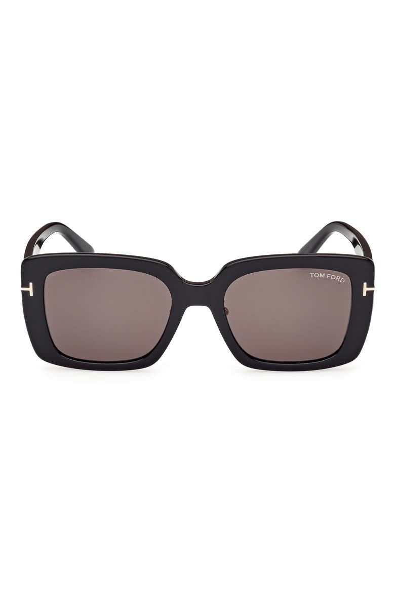 54mm Square Sunglasses, Main, color, SHINY BLACK / SMOKE