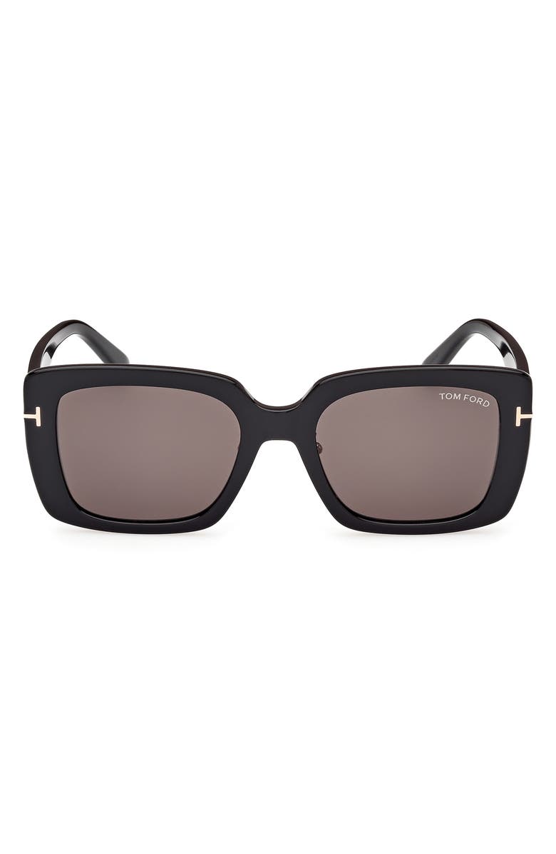 TOM FORD 54mm Square Sunglasses, Main, color, Shiny Black / Smoke