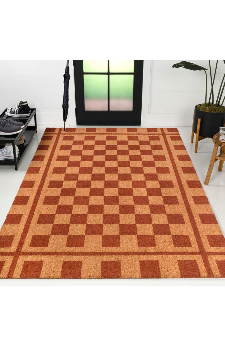 JONATHAN Y Peater Classic Casual Commerical Natural Coir Mat Indoor/Outdoor, Main, color, Natural Red