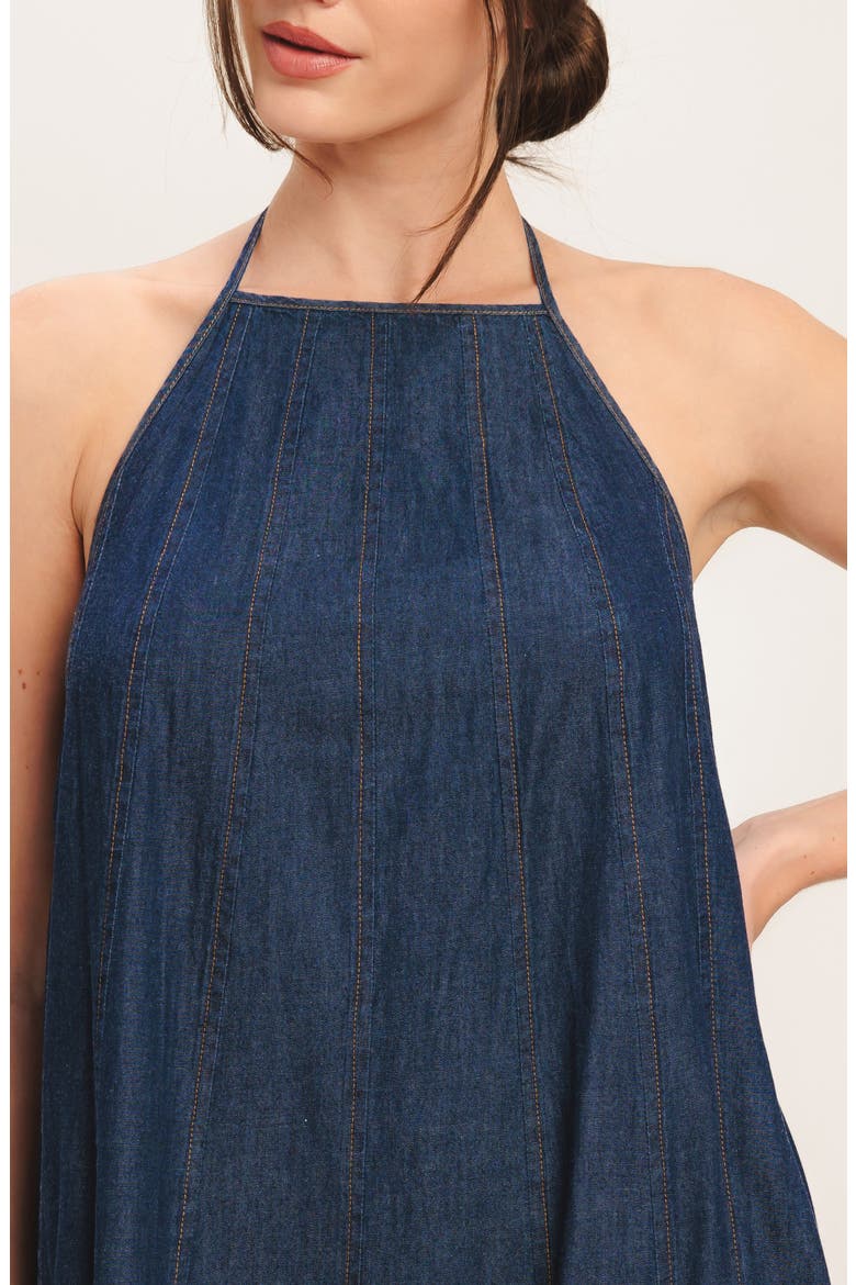 Halter Denim Maxi Dress, Alternate, color, DARK INDIGO
