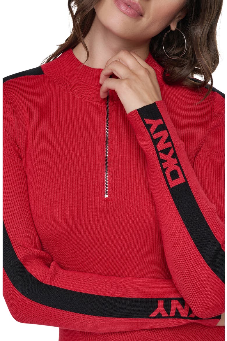 Logo Tape Quarter Zip Sweater, Alternate, color, VIBRNT RED