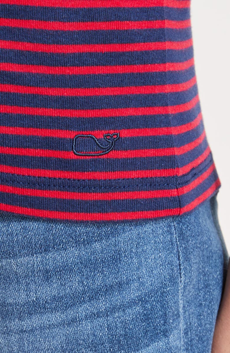 vineyard vines Simple Stripe V-Neck T-Shirt, Alternate, color, Deep Bay/ Red