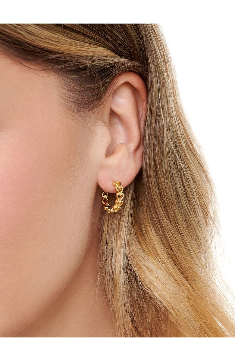 DEVATA Open Heart Hoop Earrings in Gold Plated Sterling Silver, Alternate, color, Yellow Gold