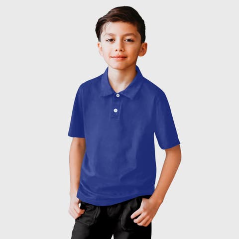 Boys Soft Cotton Jersey 2-Button Short Sleeve Polo Shirt (Toddler, Little Kid, Big Kid)