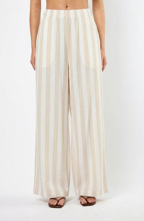 Viens Avec Moi The Paloma Stripe Wide Leg Pants In White
