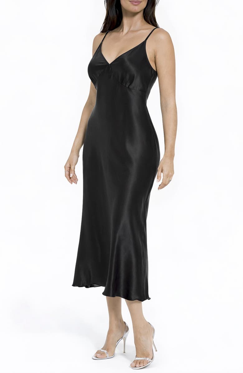 bebe Crepe V-Neck Maxi Dress, Alternate, color, Black
