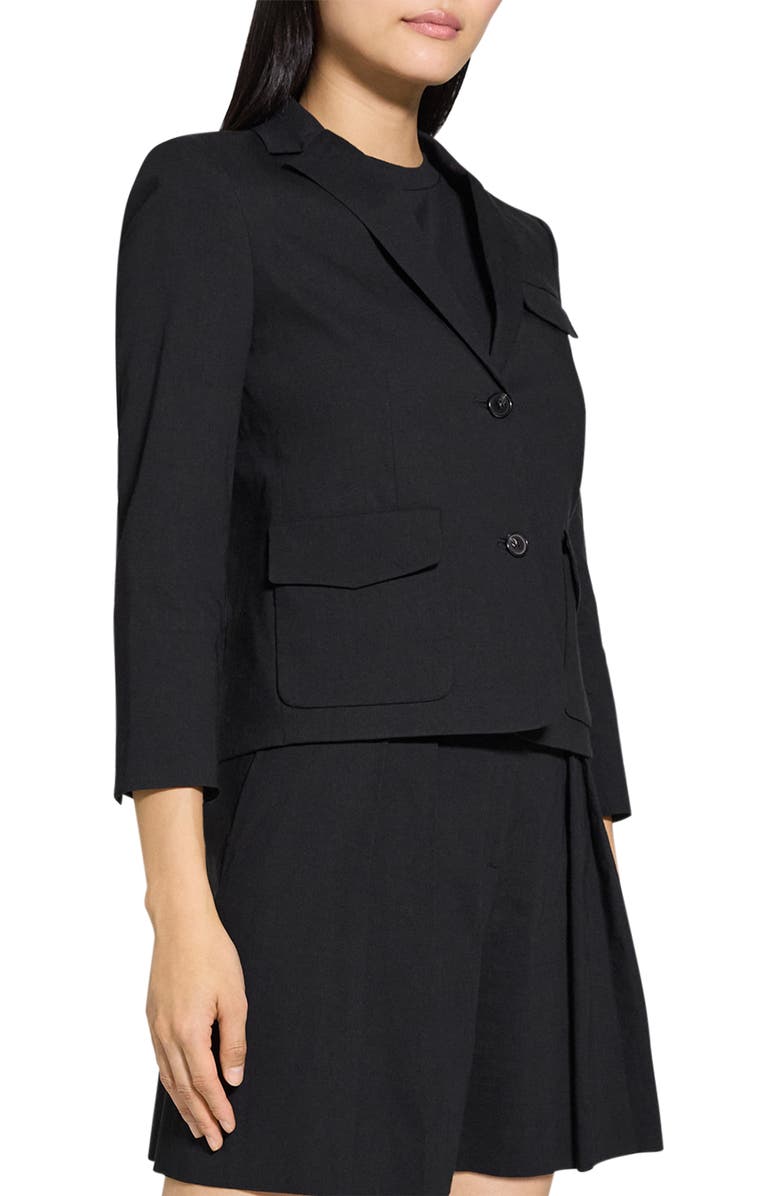 Theory Linen Blend Shrunken Blazer, Alternate, color, Black