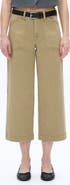Bayeas Patch Pocket Mid Rise Crop Wide Leg Jeans