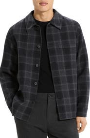 Theory Plaid Wool & Cashmere Flannel Button-Up Shirt Jacket