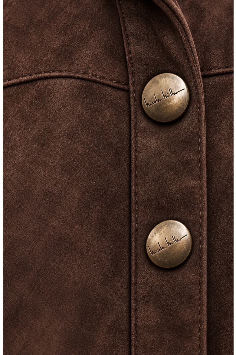 Faux Suede Henley Shirtdress, Alternate, color, COFFEE BEAN