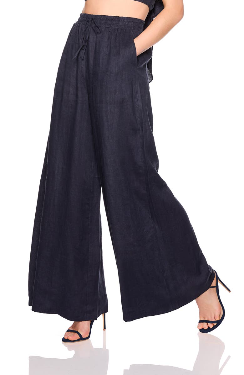 Susana Monaco Tie Waist Wide Leg Linen Pants, Alternate, color, 