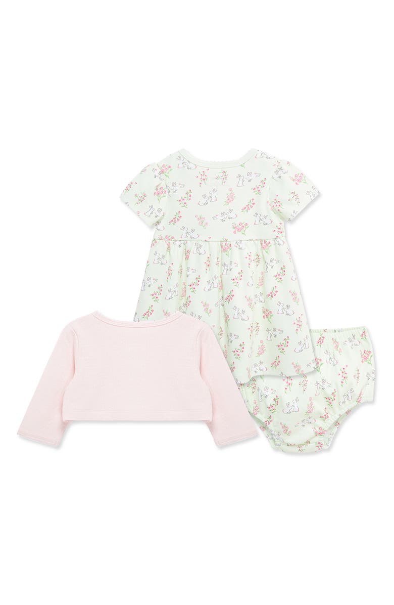 Little Me Bunny Dress, Cardigan & Bloomers Set, Alternate, color, Green