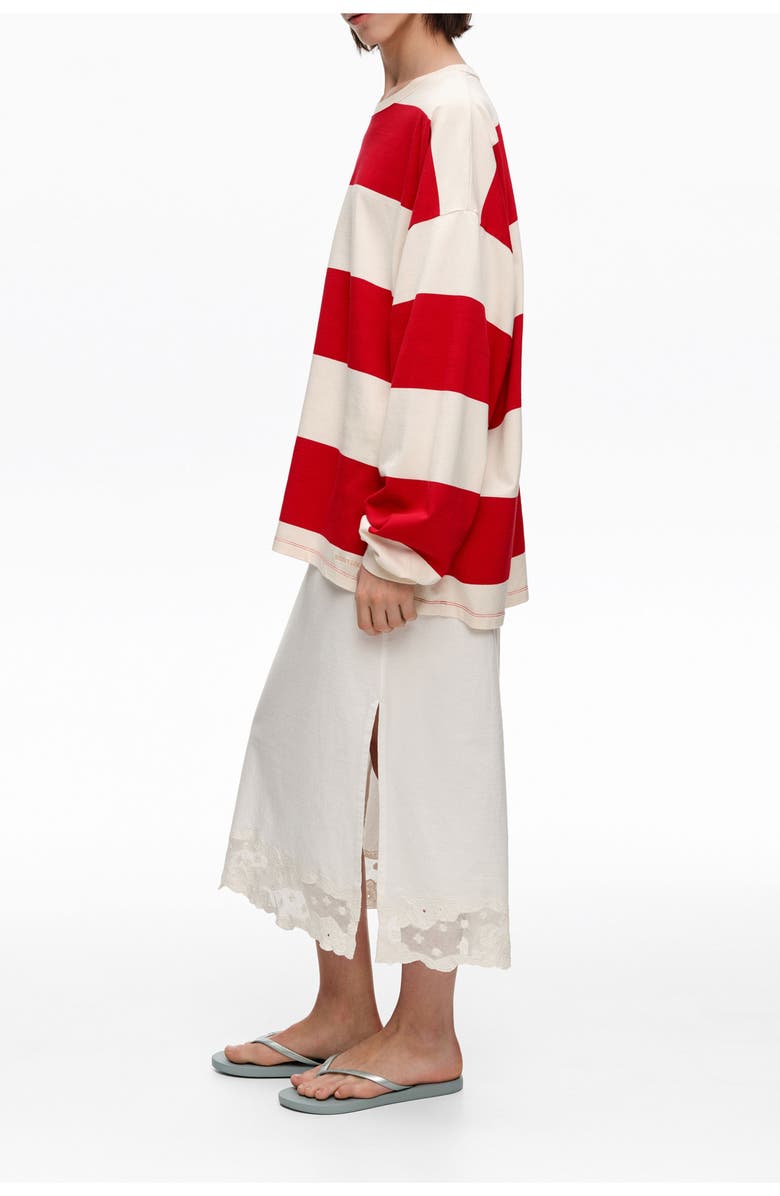 Bimba y Lola Cotton Lace Midi Skirt, Alternate, color, Ivory