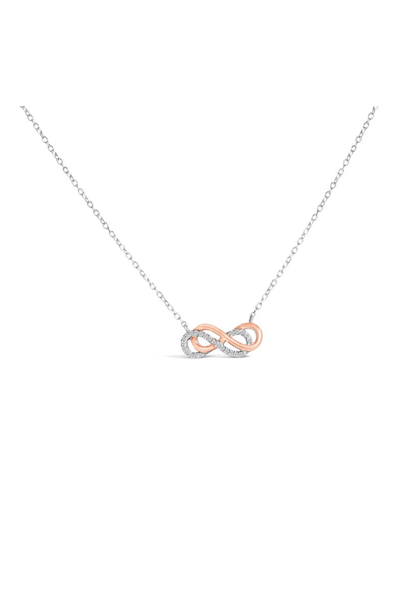 Haus of Brilliance 14K Rose Gold Plated Sterling Silver Diamond Accent Double Infinity Pendant Necklace, Main, color, White Gold Over Silver