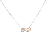 Haus of Brilliance 14K Rose Gold Plated Sterling Silver Diamond Accent Double Infinity Pendant Necklace