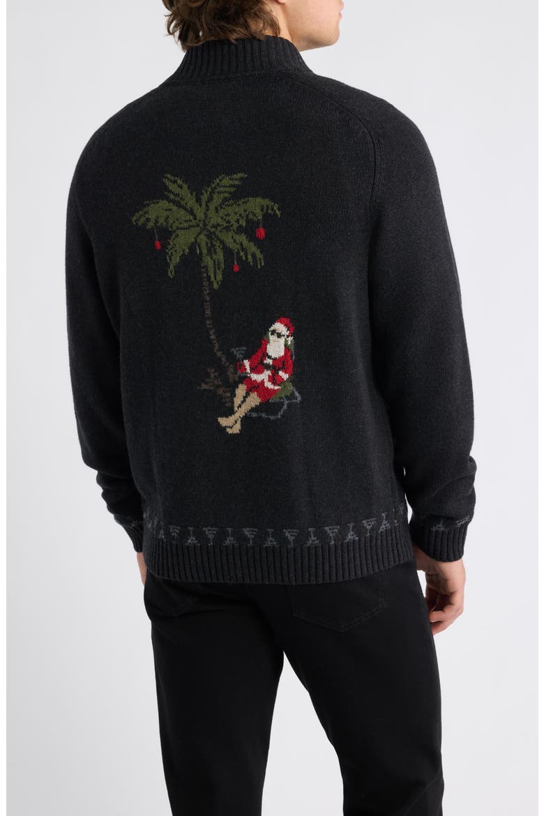 Beachy Claus Button Neck Cardigan, Alternate, color, BLACK HEATHER