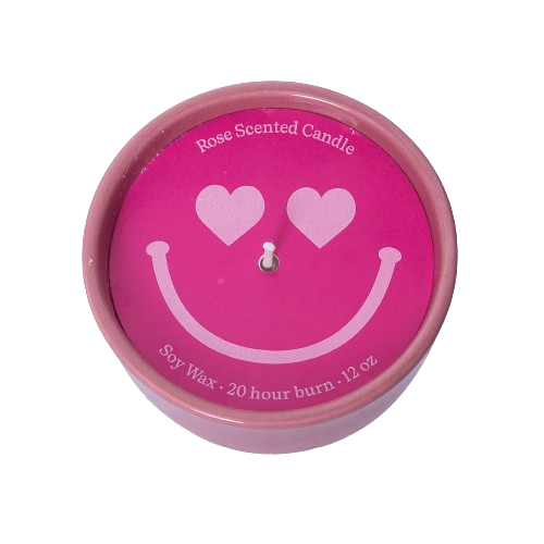 Totalee Gift Heart Eyes Smiley Catch All Candle Wax Pink 9 oz Burn Time 20