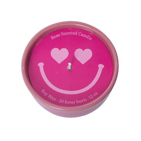 Heart Eyes Smiley Catch All Candle Wax Pink 9 oz Burn Time 20