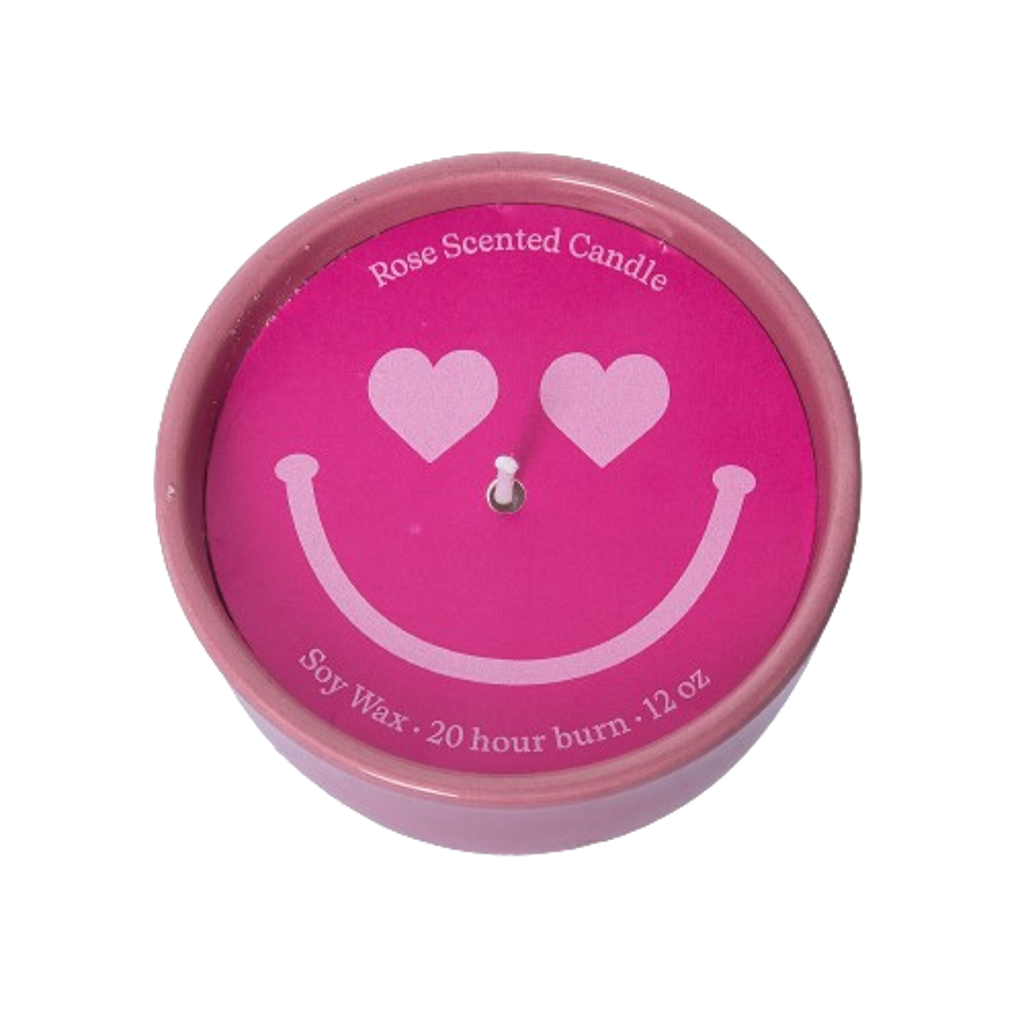 Totalee Gift Heart Eyes Smiley Catch All Candle Wax Pink 9 oz Burn Time 20