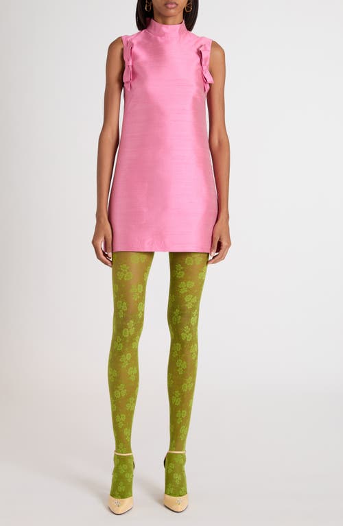 Valentino Garavani Bow Detail Shantung Silk Minidress In Pink