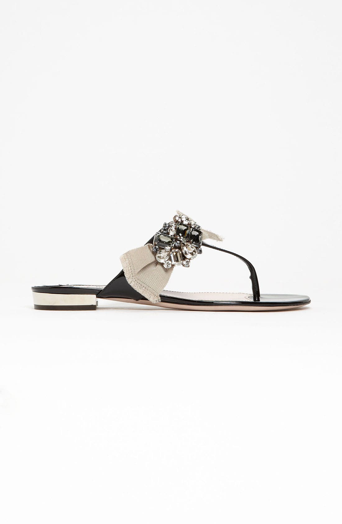 Crystal Bow Thong Sandal, Alternate, color, BLACK