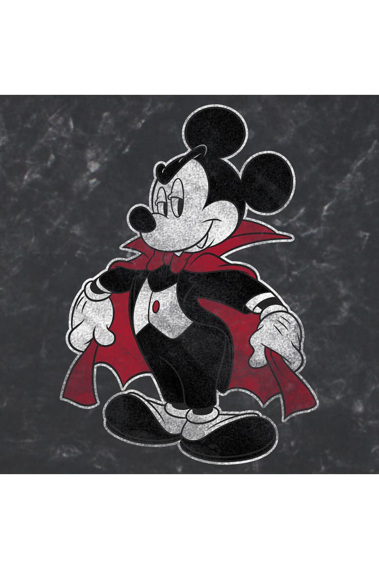 Mens Mickey & Friends Halloween Retro Vampire T Shirt, Alternate, color, Black