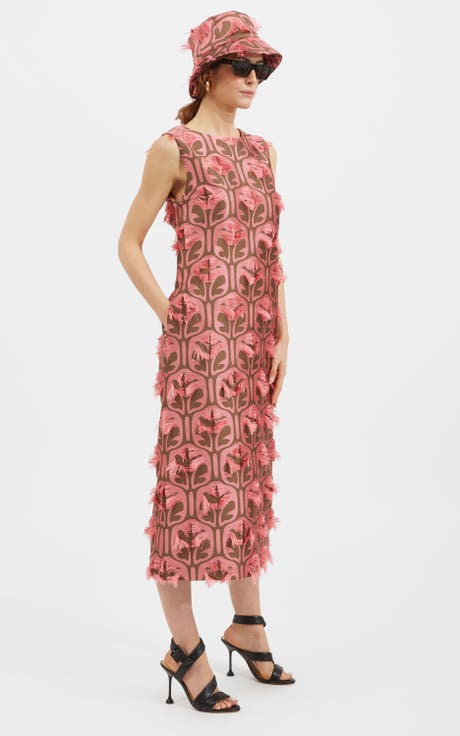 Column Dress (With Feathers)