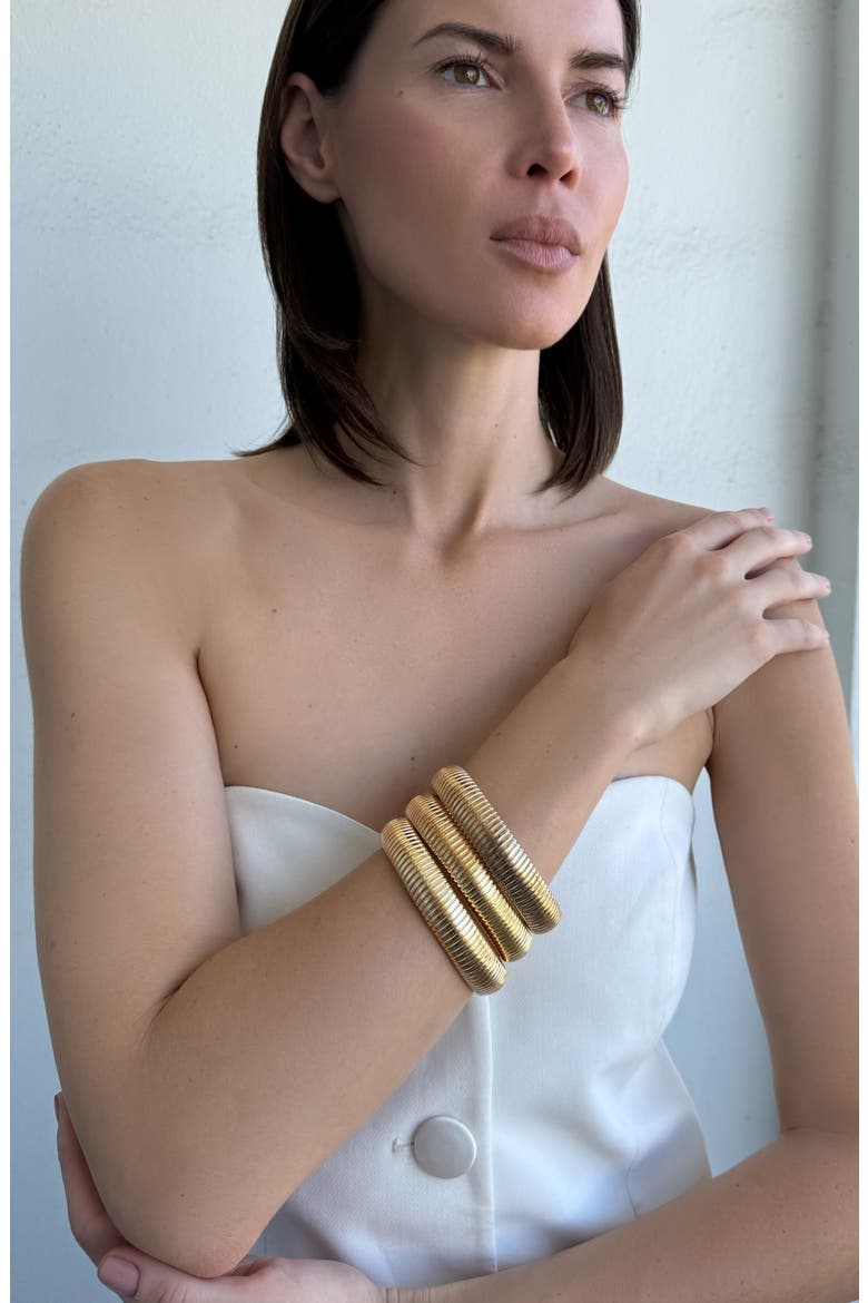 Set of 3 Coiled Stretch Bracelets, Alternate, color, GOLD