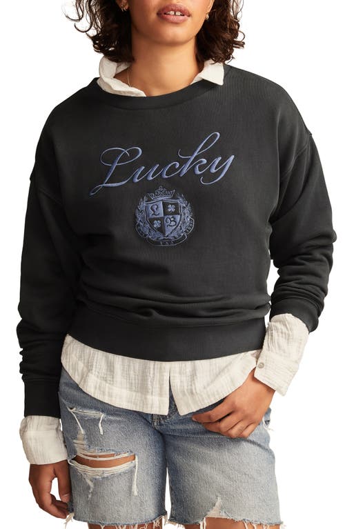 LUCKY BRAND LUCKY BRAND EMBROIDERED LOGO CREWNECK SWEATSHIRT