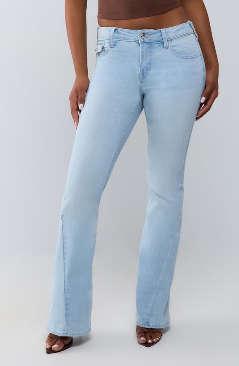 Joey Crystal Mid Rise Flare Jeans