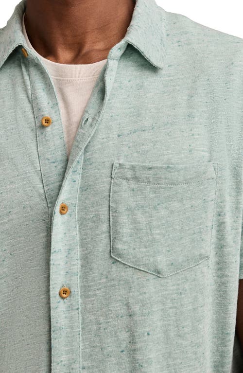 Lucky Brand Short Sleeve Marled Linen Button-up Shirt
