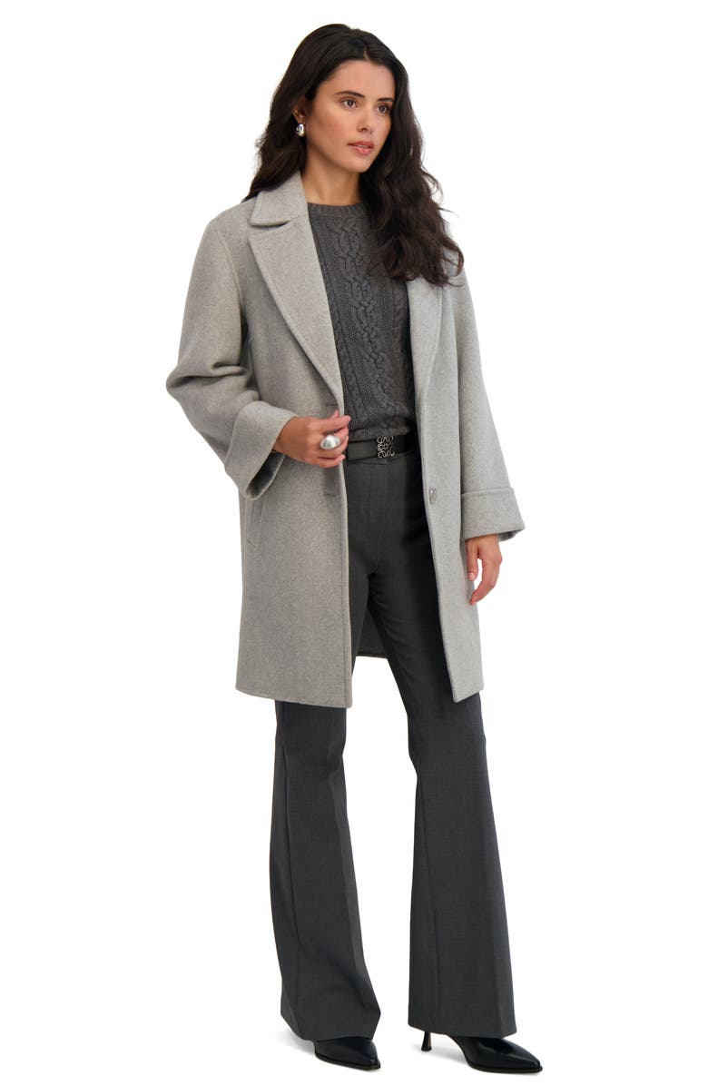 Tahari Sandra Wool Blend Coat, Alternate, color, Heather Grey