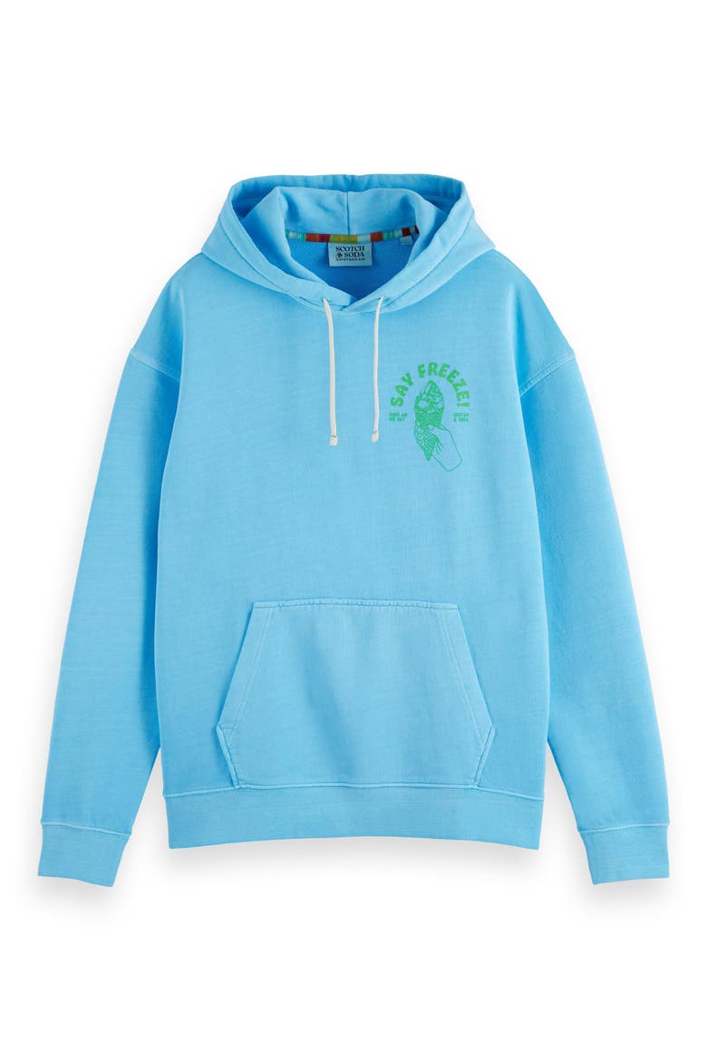 Garment Dye Artwork Graphic Hoodie, Main, color, BLUE LAGOON