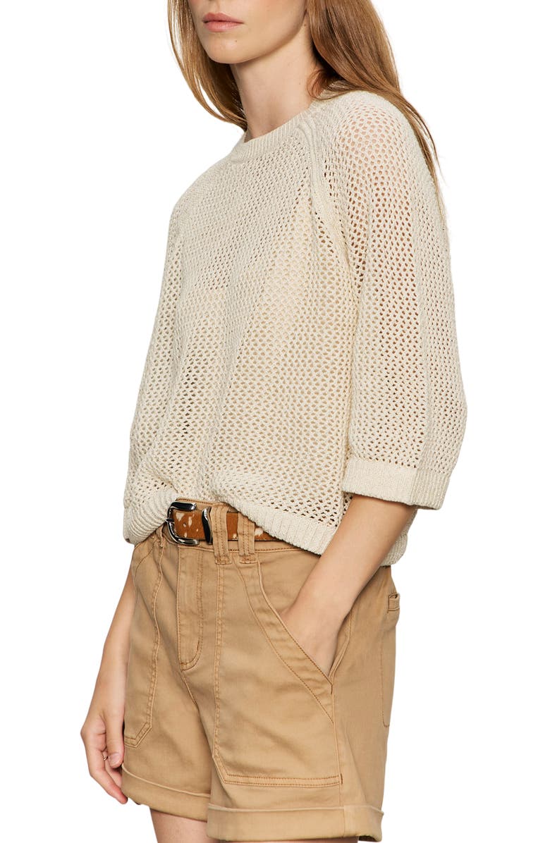 Sanctuary Metallic Openwork Sweater Top, Alternate, color, Collagen White