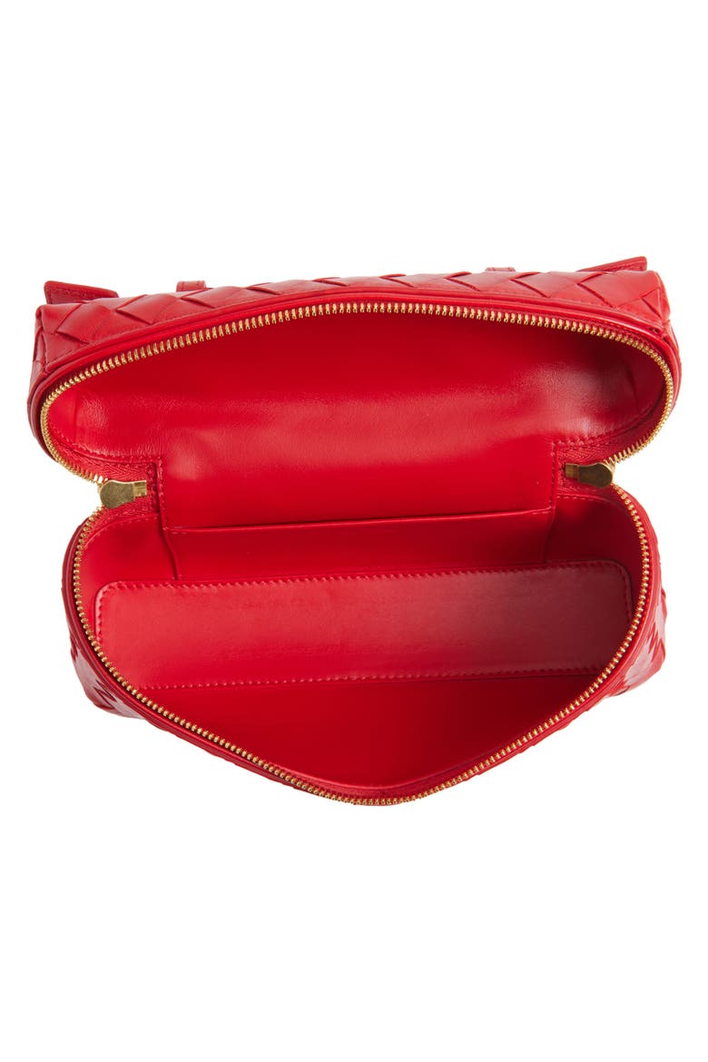 Intrecciato Leather Convertible Vanity Case, Alternate, color, 6268 CARDINAL-GOLD
