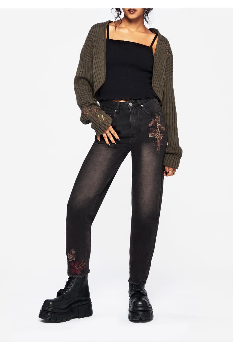 High-Waisted Ankle Jeans, Alternate, color, Black