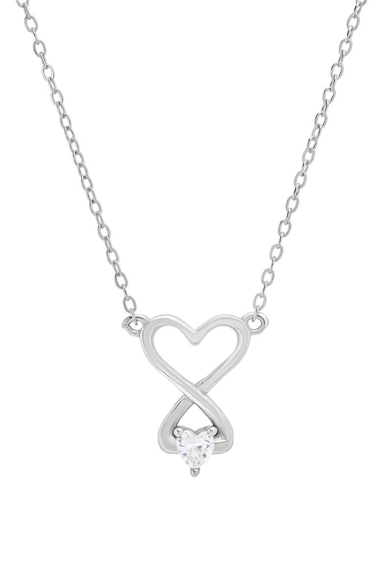 Queen Jewels Cubic Zirconia Infinity Heart Pendant Necklace, Main, color, 