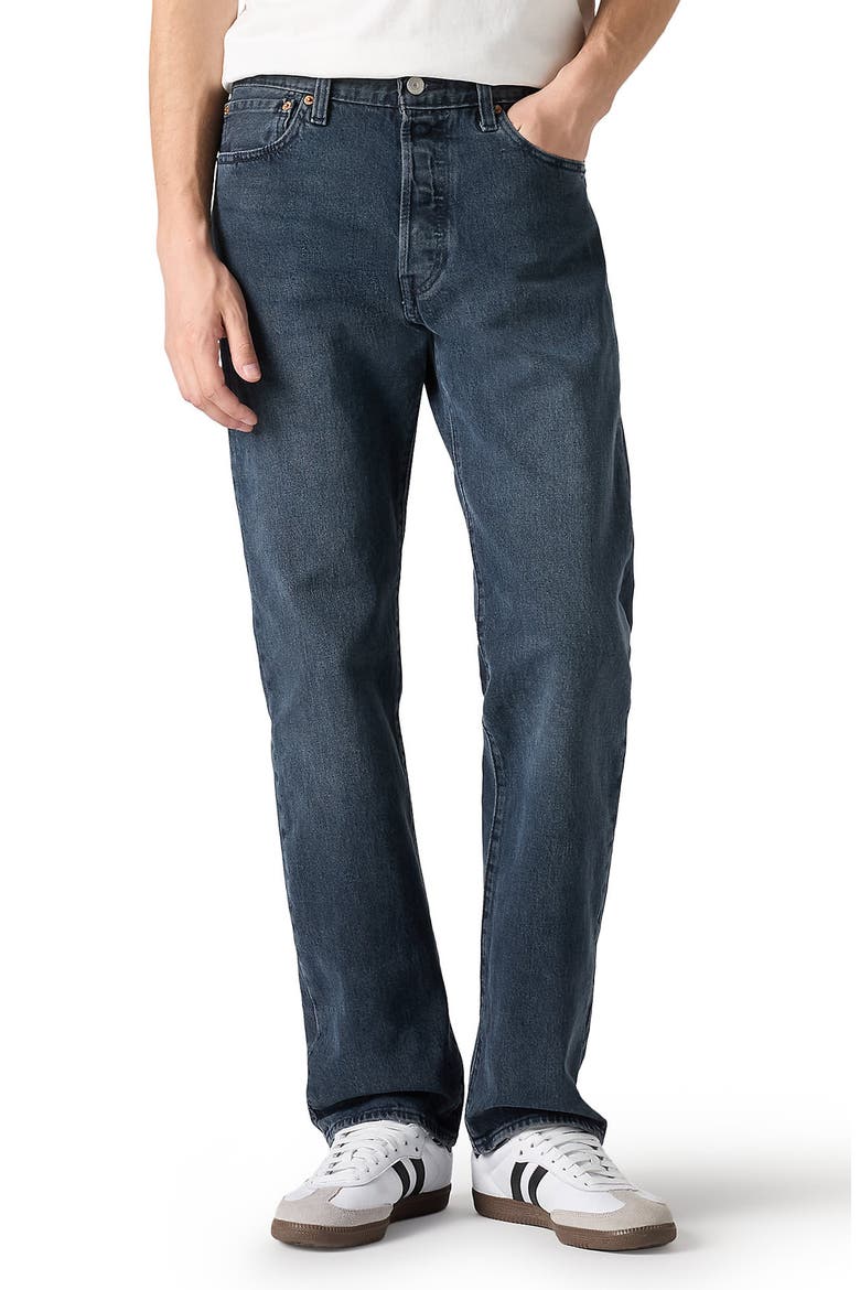 501® Original Straight Leg Jeans, Main, color, BLUE BLACK STRETCH