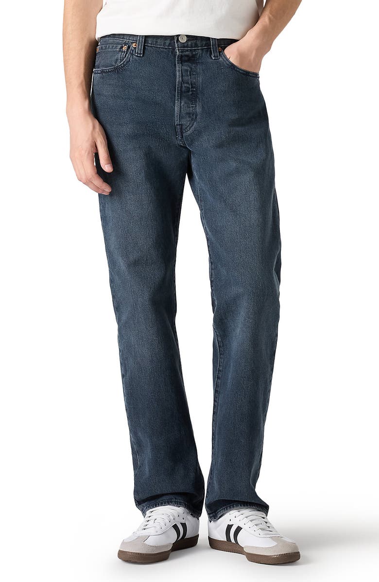 Levi's<sup>®</sup> 501<sup>®</sup> Original Straight Leg Jeans, Main, color, Blue Black Stretch
