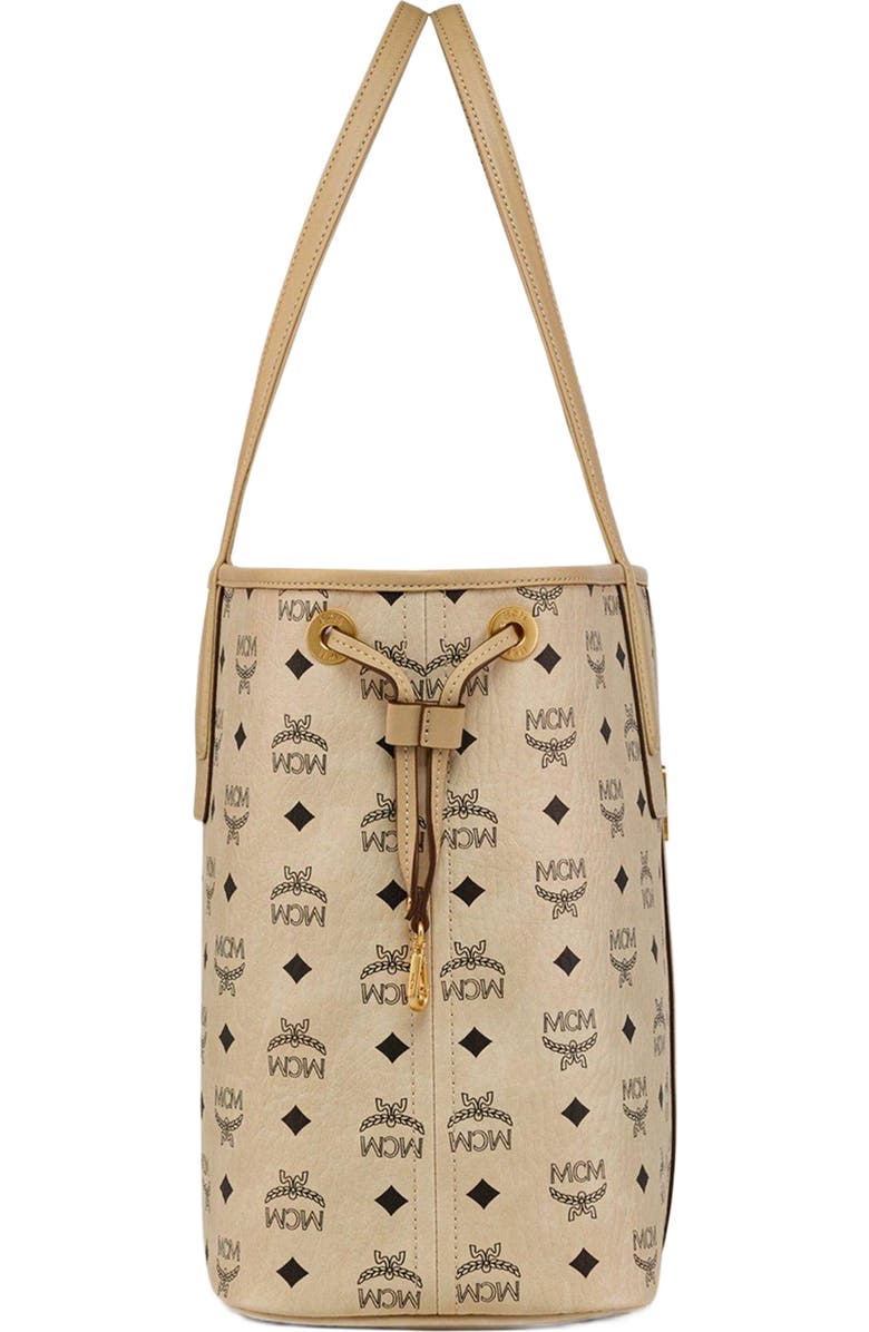 MCM Medium Liz Reversible Shopper, Alternate, color, Beige+Black Logo