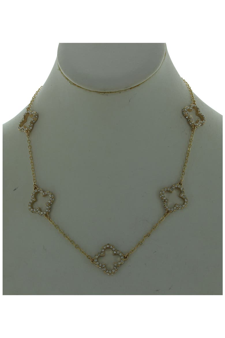 Pavé CZ Clover Necklace, Alternate, color, GOLD