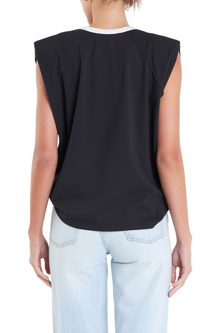 Contrast Shoulder Pad Sleeveless T-Shirt, Alternate, color, BLACK