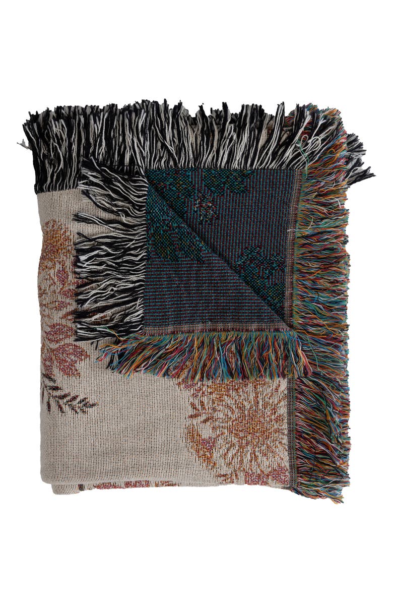 Deny Designs Avenie Cottage Garden Fringe Throw Blanket, Alternate, color, Beige