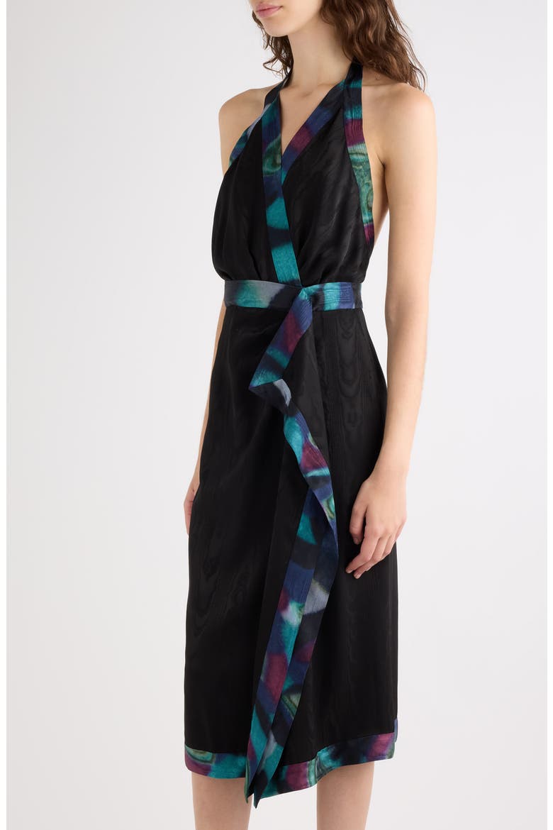 Dole Moiré Halter Dress, Alternate, color, BLACK