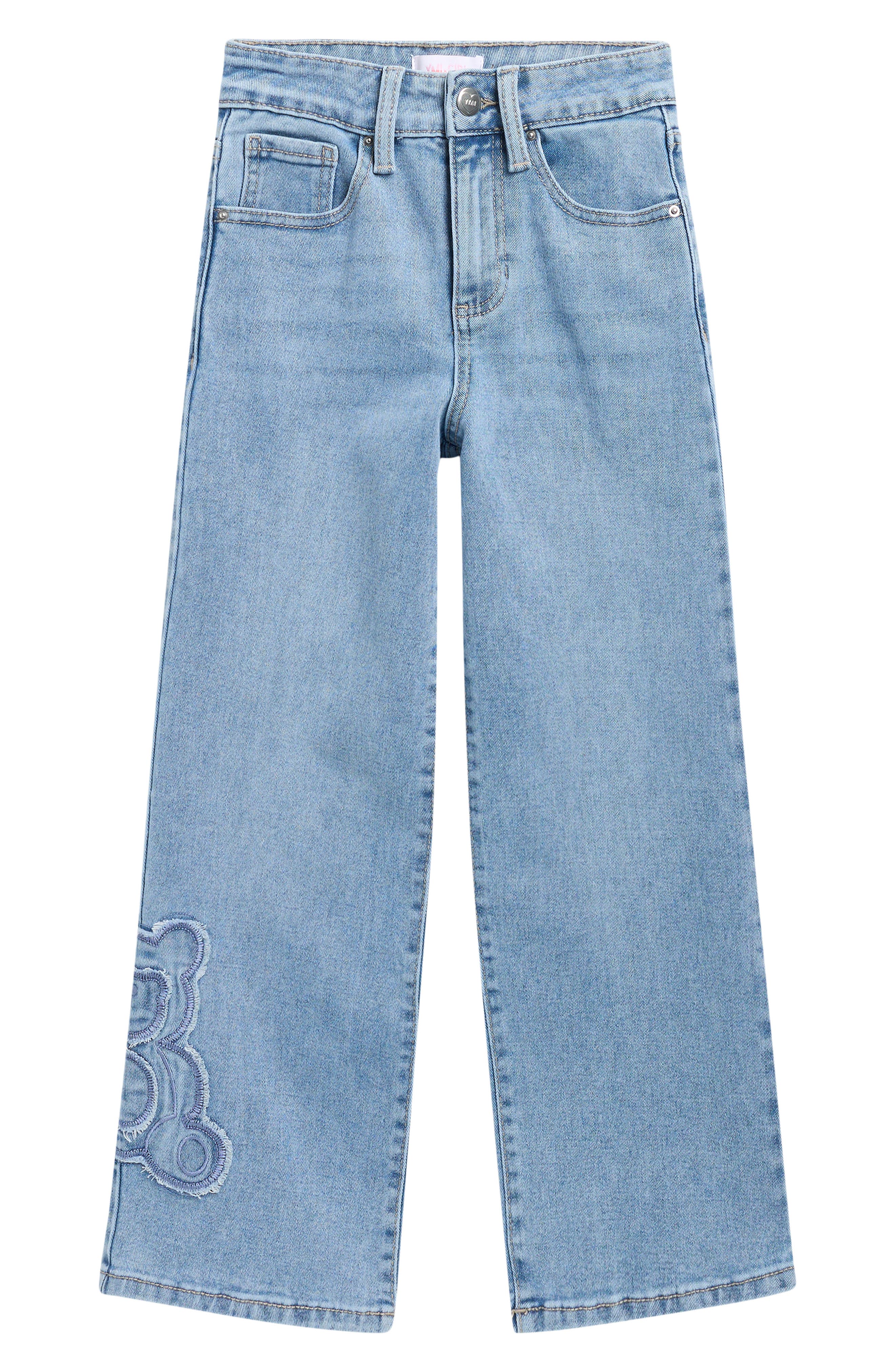 YMI Kids' Bear Patch Wide Leg Jeans