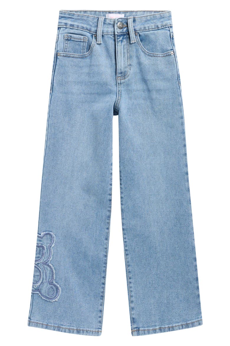 Kids' Bear Patch Wide Leg Jeans, Main, color, MED BLUE