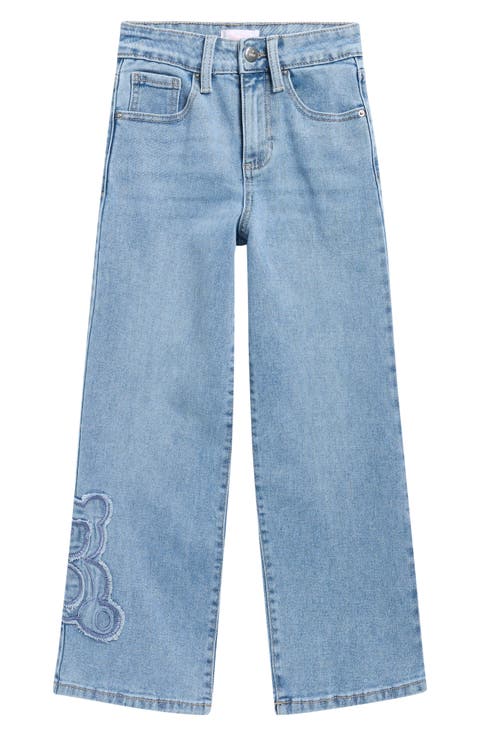 Kids' Bear Patch Wide Leg Jeans (Big Kid)