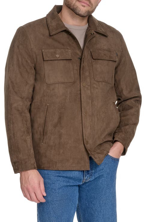 Faux Suede Shirt Jacket