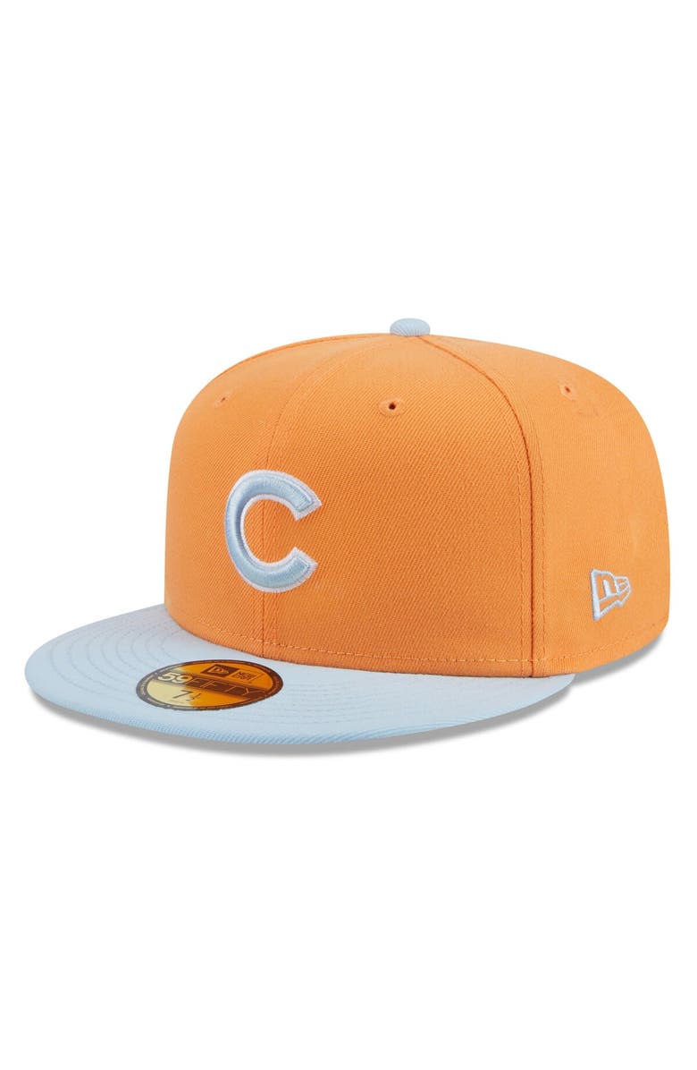 New Era Men's New Era Orange/Light Blue Chicago Cubs Spring Color Basic Two-Tone 59FIFTY Fitted Hat, Main, color, 