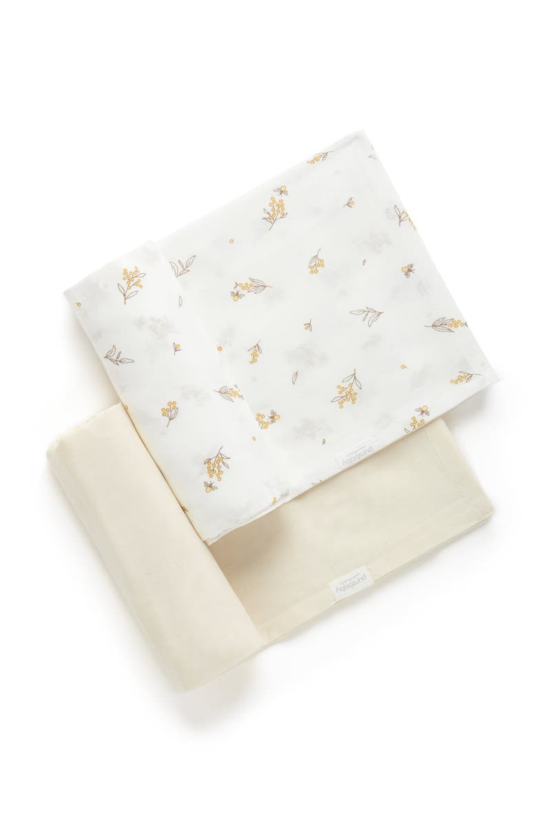 Purebaby Muslin Wrap 2 Pack, Main, color, Wheat Wattle Bee